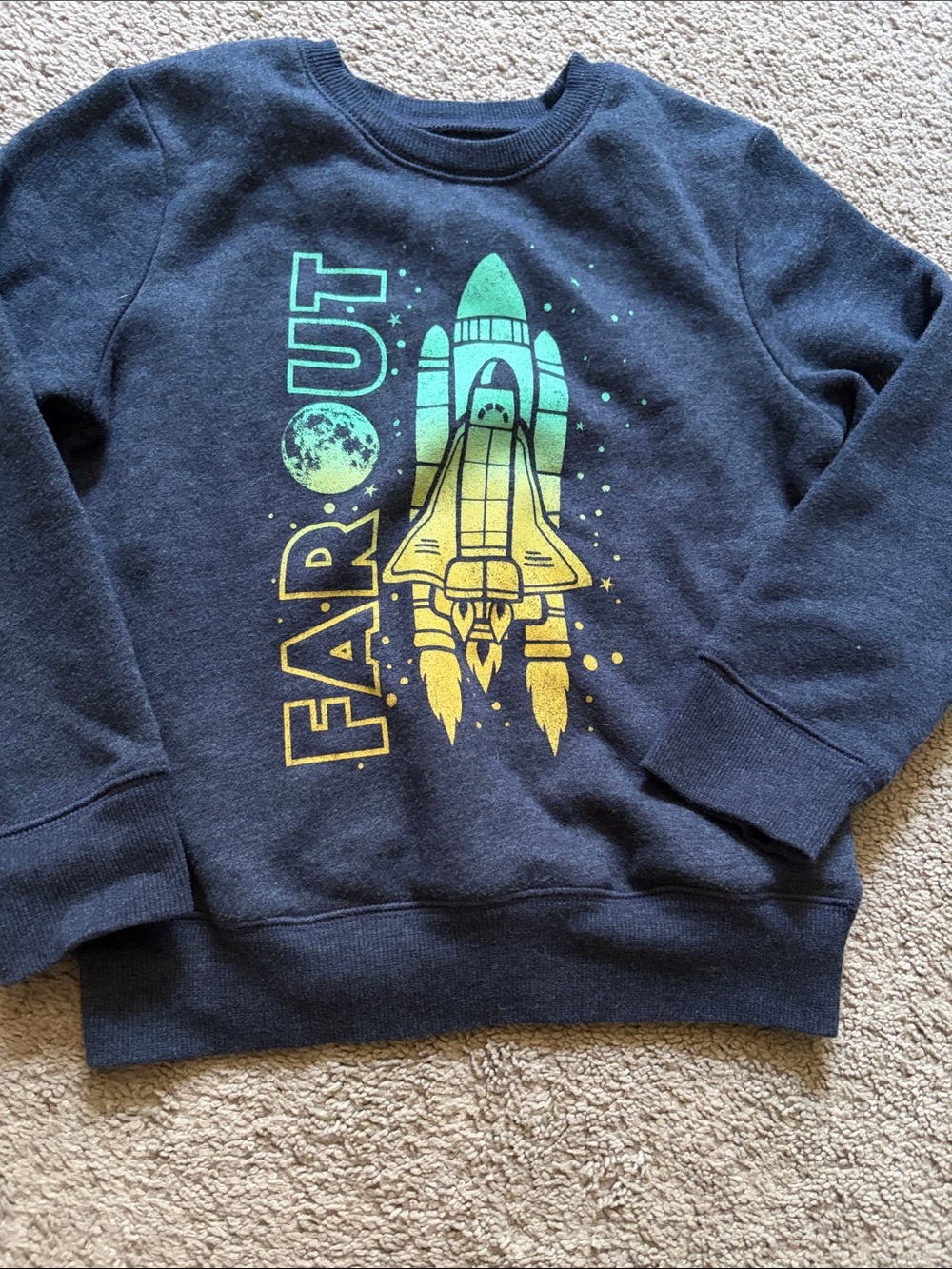 jumping beans Navy Blue Space Shuttle Sweatshirt with Green and Yellow Graphic
